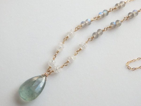 画像3: モスアクアマリン＆ムーンストーン*ラブラドライトネックレス(SOLD OUT)