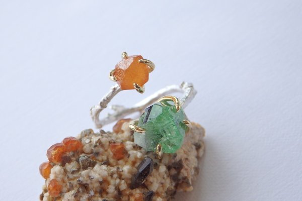 画像17: ツァボライトガーネット原石&スペサルティンガーネット原石*リング（sold）