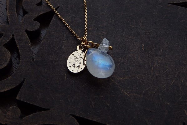 画像14: ムーンストーン&ハーキマーダイヤモンド*オメダイネックレス（sold）