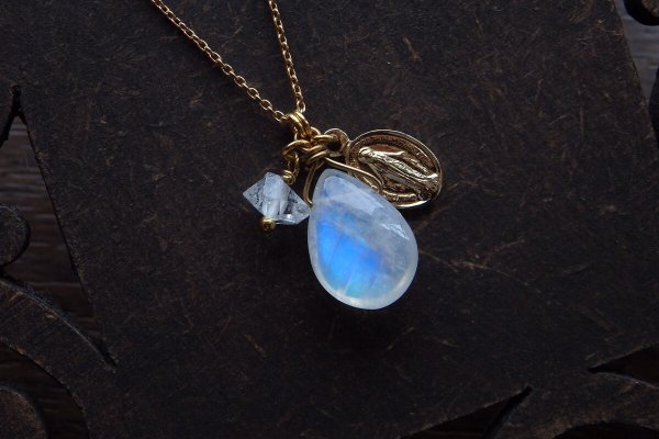 画像13: ムーンストーン&ハーキマーダイヤモンド*オメダイネックレス（sold）