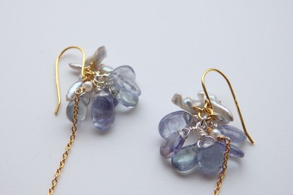 画像3: タンザナイト&あこやケシパール*ピアス/イヤリング（sold）
