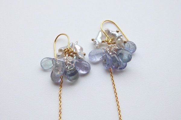 画像7: タンザナイト&あこやケシパール*ピアス/イヤリング（sold）