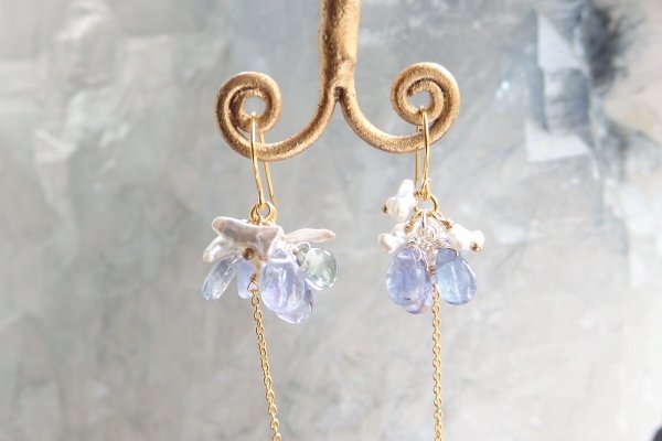 画像8: タンザナイト&あこやケシパール*ピアス/イヤリング（sold）