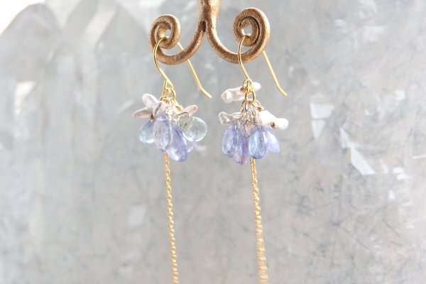 画像4: タンザナイト&あこやケシパール*ピアス/イヤリング（sold）