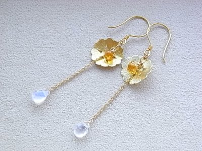 画像2: スペサルティンガーネット&ムーンドロップ☆フラワーピアス